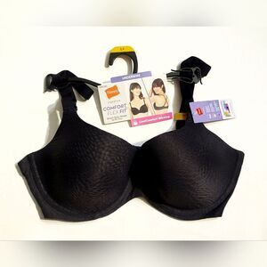 NWT Hanes Comfort Flex Fit Easy Underwire T-shirt Bra Black MHG582 Size L+
